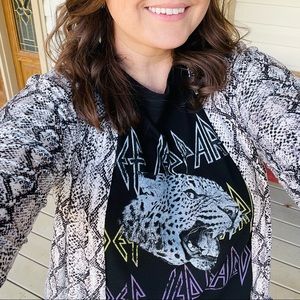 Snakeskin print cardigan rock it w/ a band tee